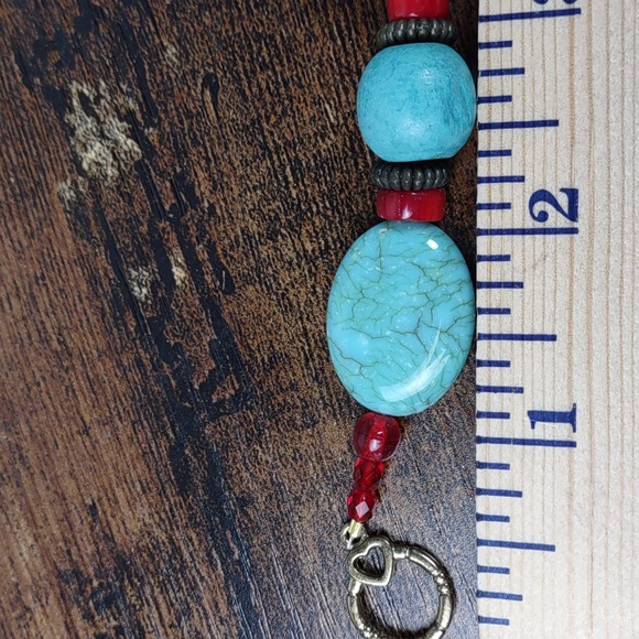 Turquoise/Red Necklace and Bracelet Set - Picture 10 of 13